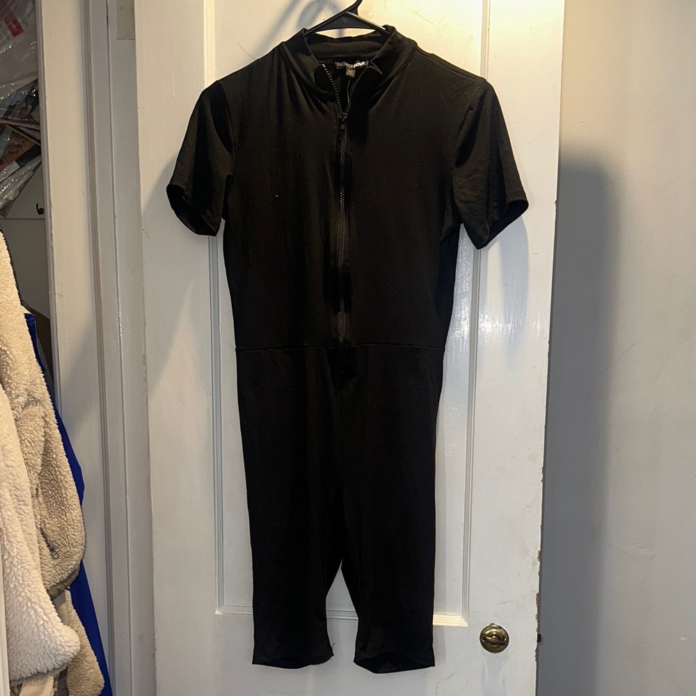 Fashion Nova Black Short Sleeve Jumpsuit